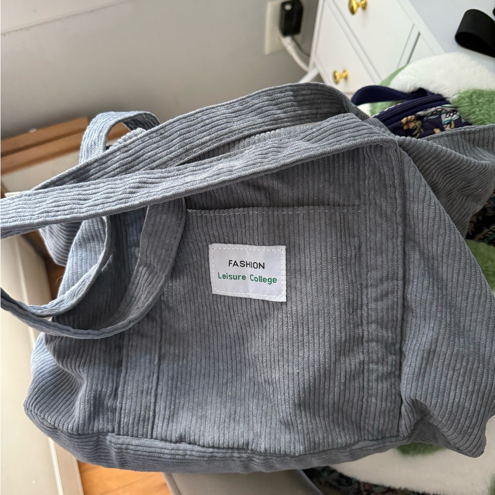 Corduroy Gray/Blue Shoulder Bag